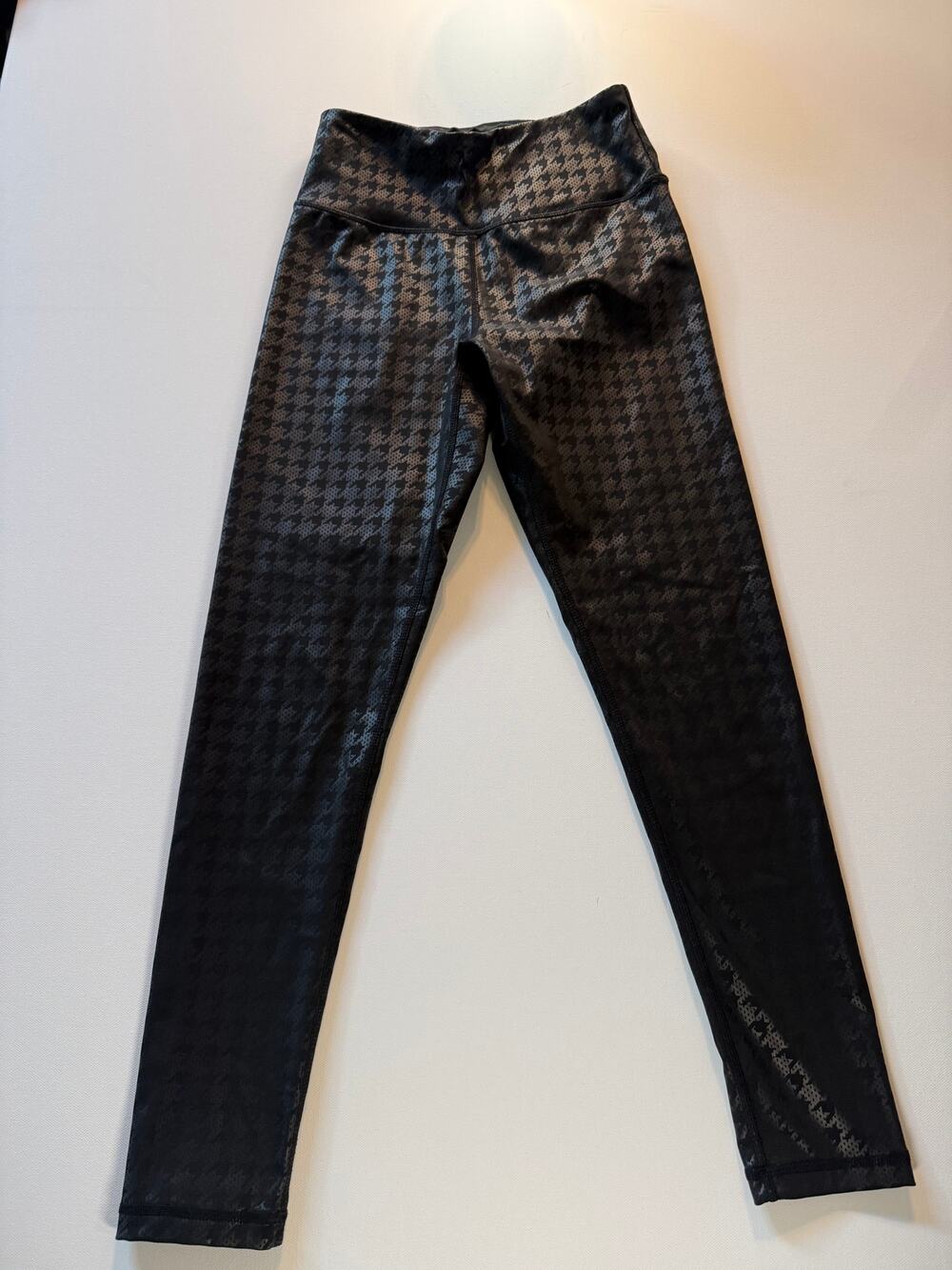 DKNY Sport Metallic Black Houndstooth Leggings XS NWOT